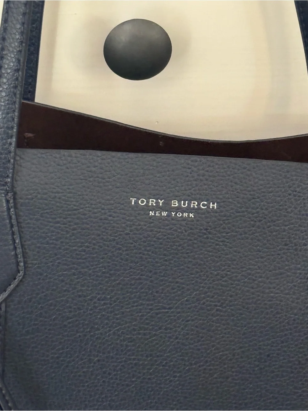 Tory Burch Perry Tote Navy Blue Leather Laptop Pocket